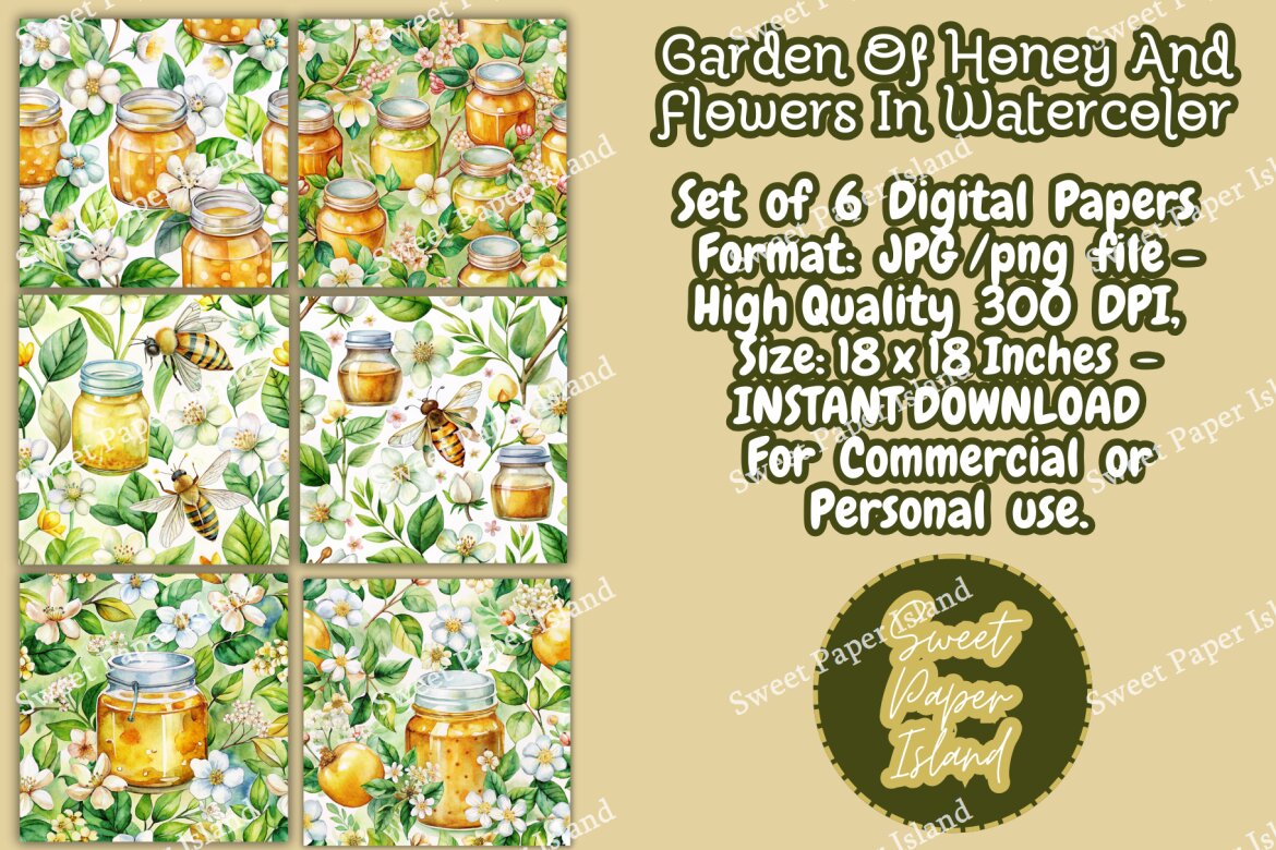 6 FREE Digital Papers - Garden Of Honey And Flowers - view 2