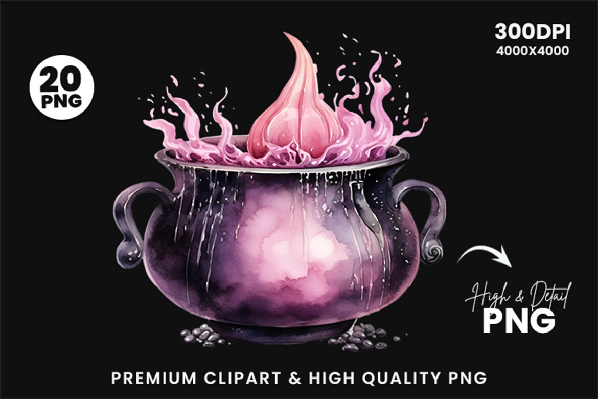 Halloween Cauldron FREE Clipart PNG Bundle alternate