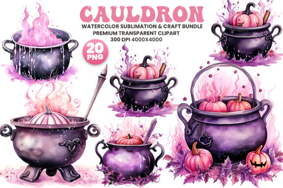  Halloween Cauldron FREE Clipart PNG Bundle