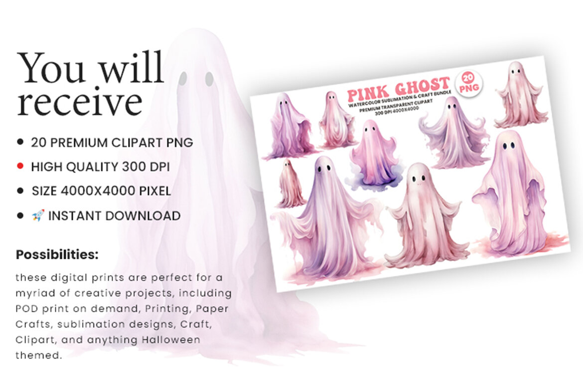 Halloween Ghost FREE PNG Clipart Bundle - view 3