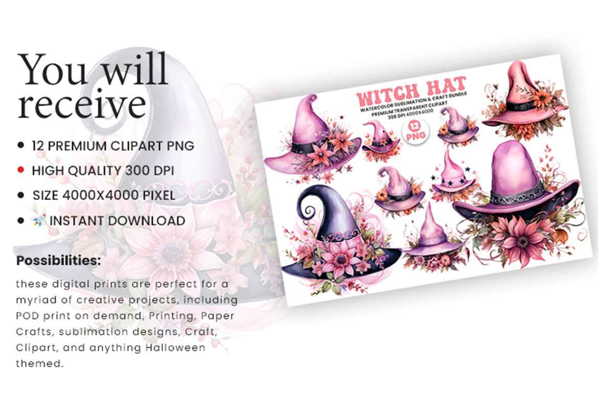 Halloween Witch Hat Sublimation FREE PNG Bundle - view 3