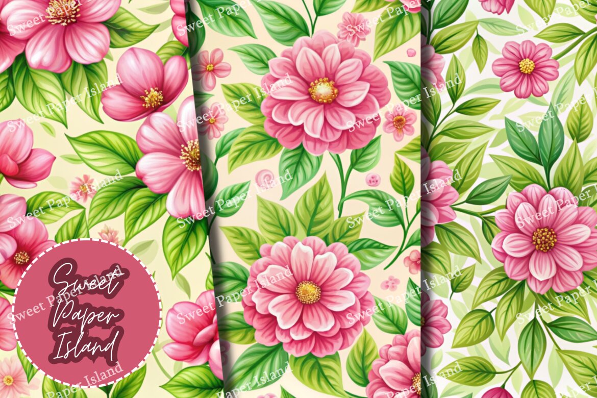 6 FREE Digital Papers - Pink Rose Botanical Garden - view 3