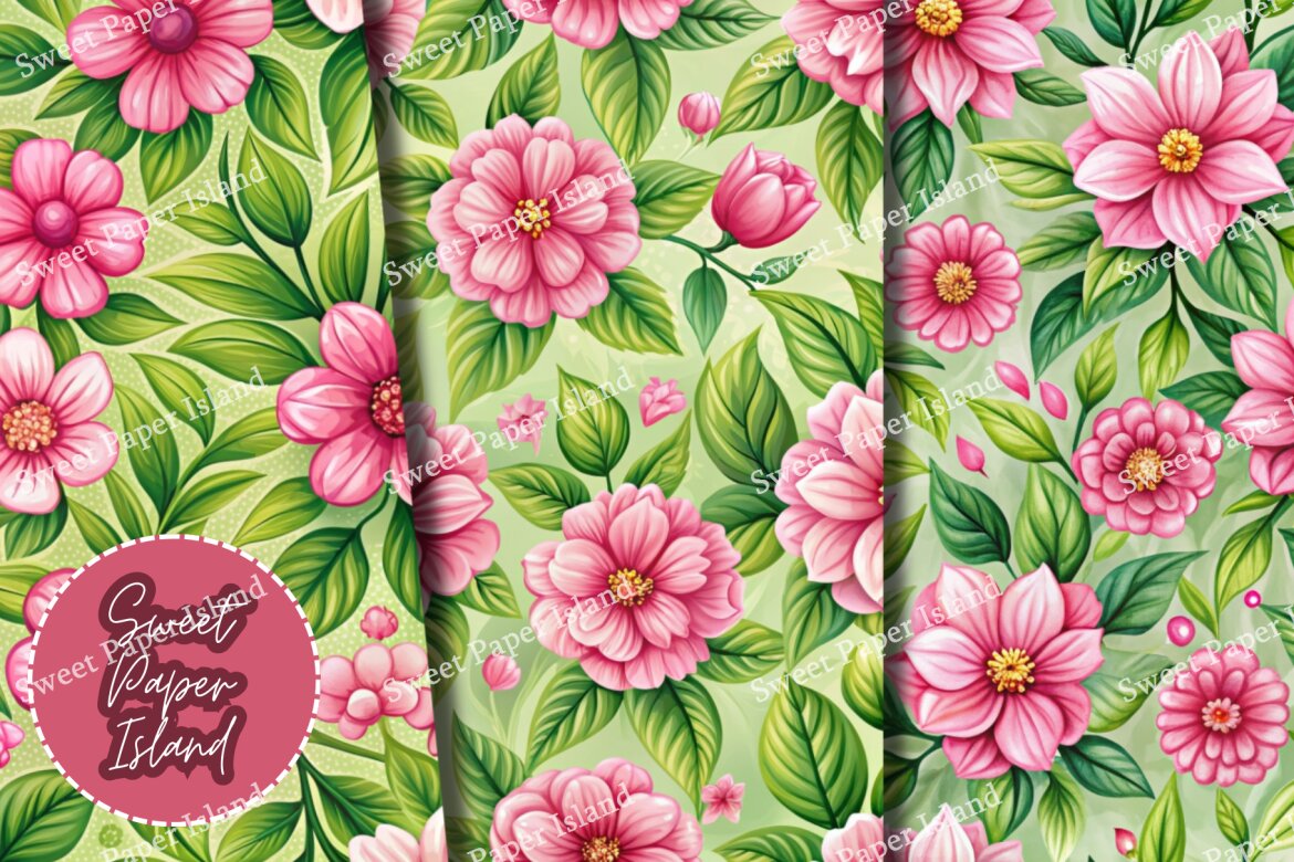 6 FREE Digital Papers - Pink Rose Botanical Garden - view 4
