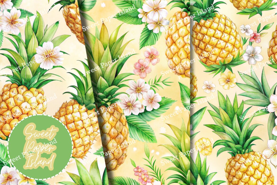 6 FREE Digital Papers - Pineapple Garden - view 4
