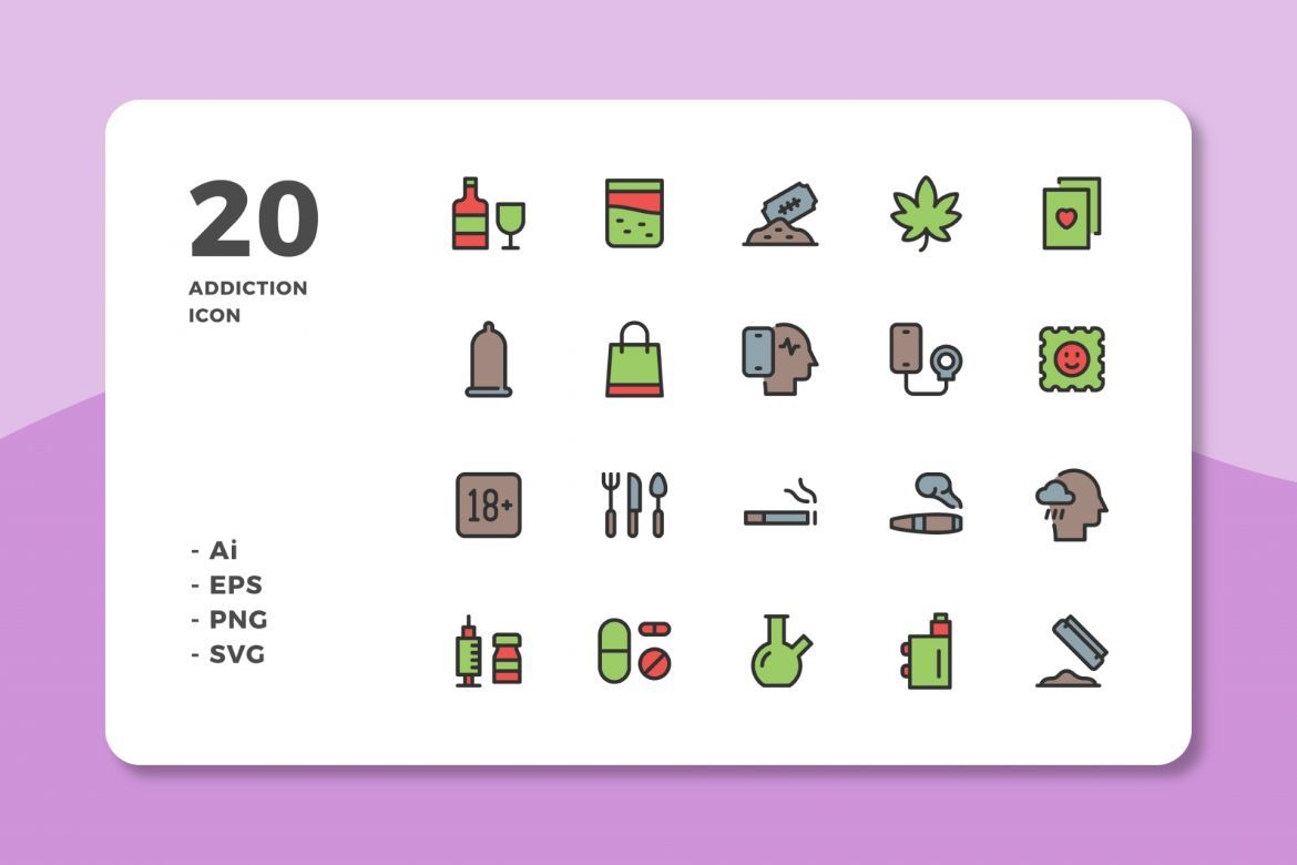 60 Addiction Icons (3 Style) alternate