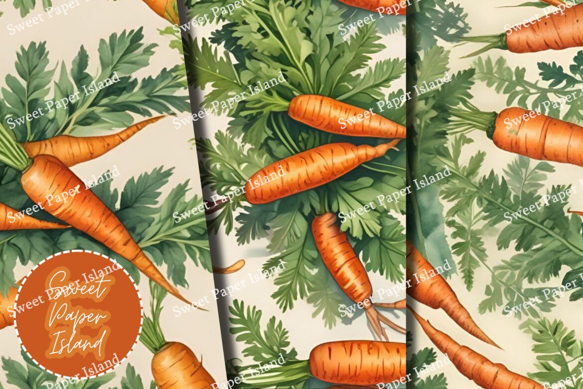6 FREE Digital Papers - Carrot Garden - view 3