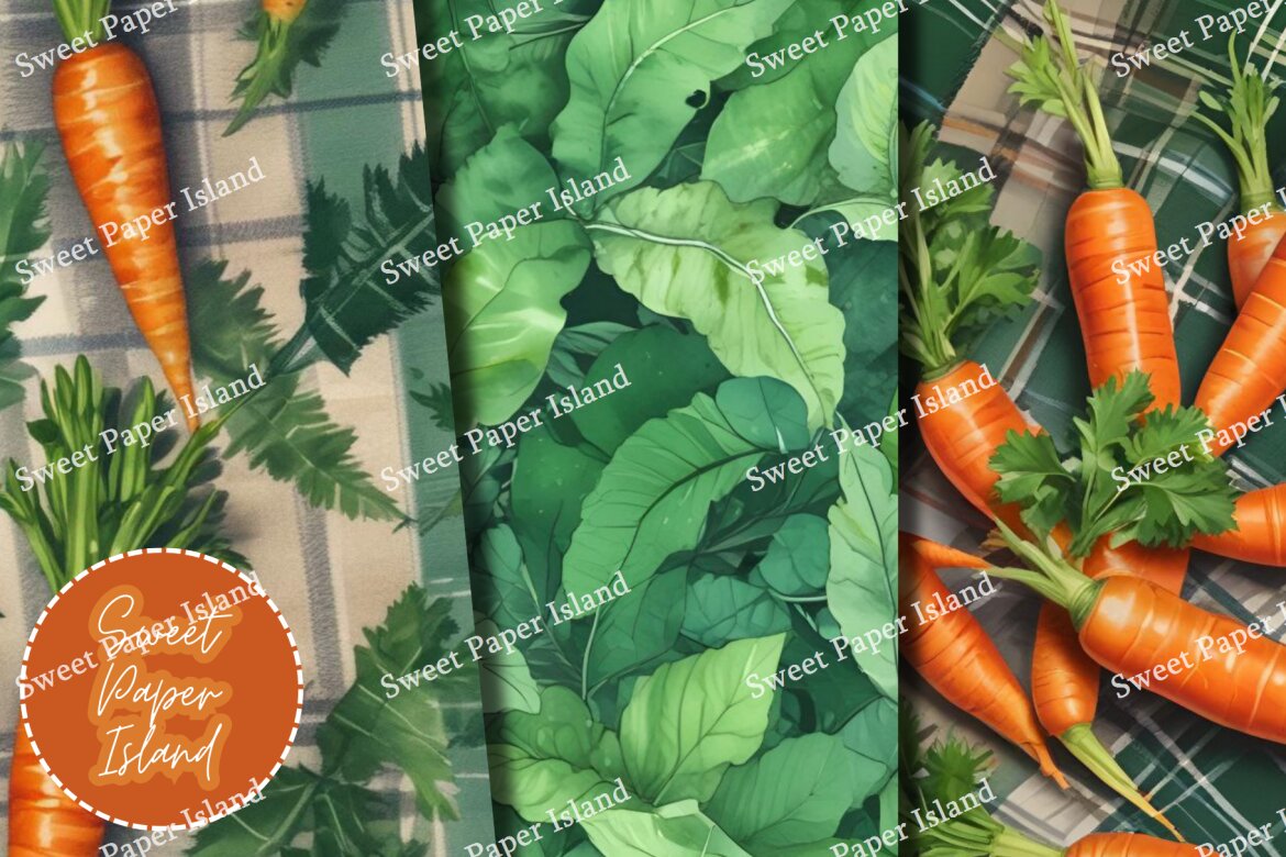6 FREE Digital Papers - Carrot Garden - view 4