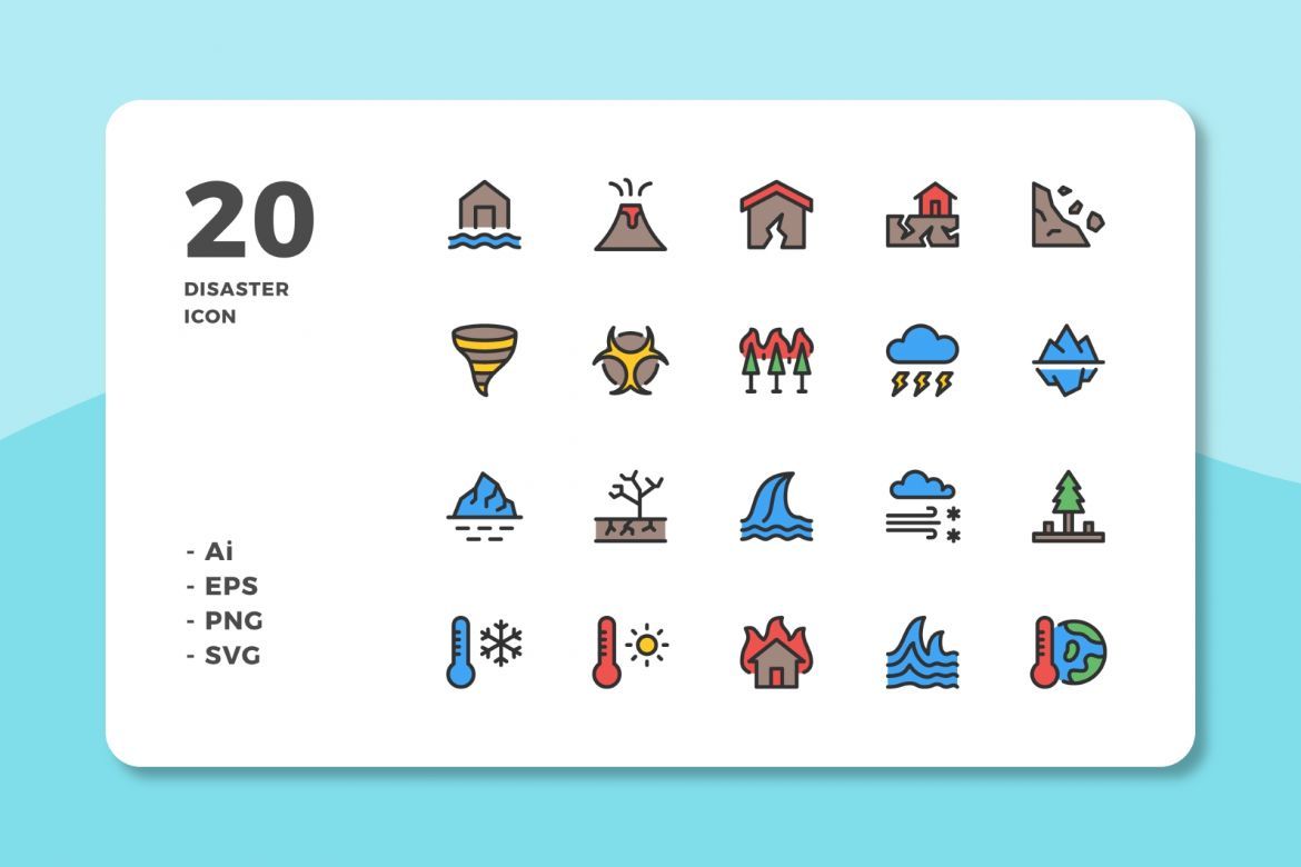 60 Disaster Icons (3 Style) - view 2