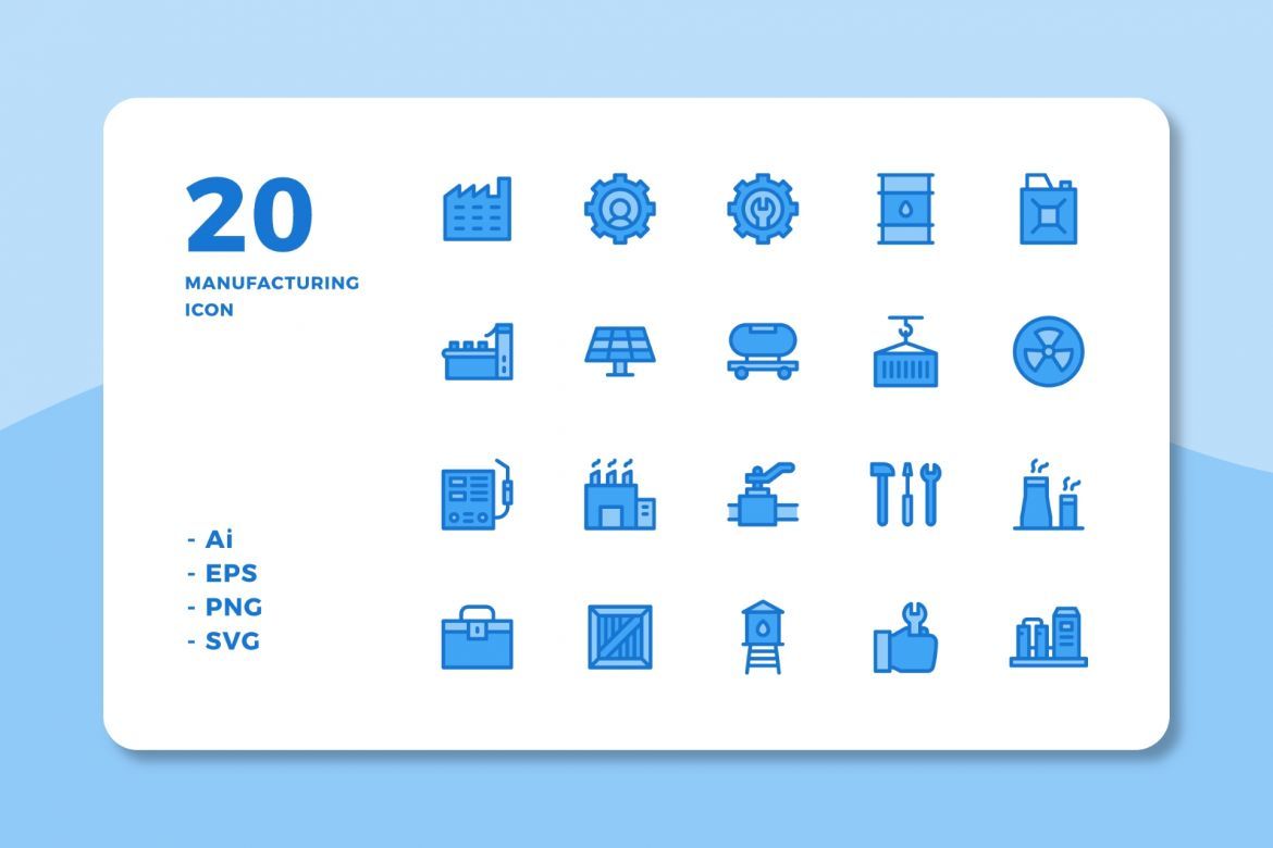 60 Manufacturing Icons (3 Style) - view 2