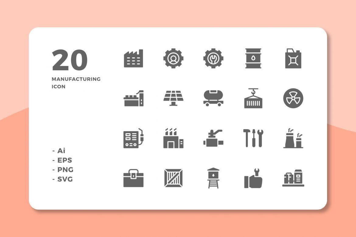 60 Manufacturing Icons (3 Style) - view 3