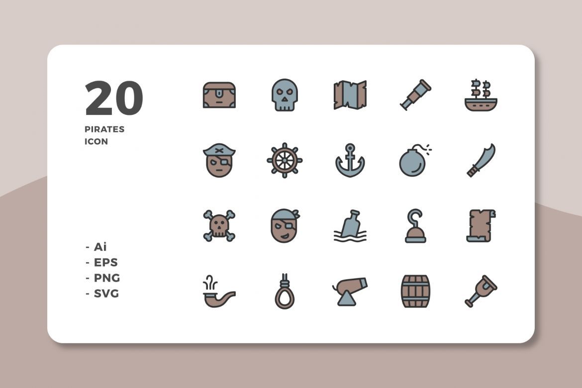 60 Pirates Icons (3 Style) alternate