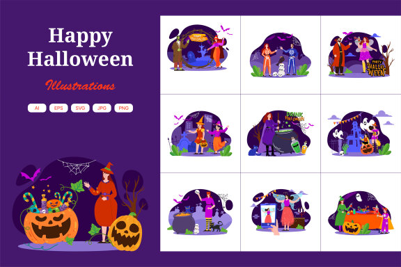 M663_Happy Halloween FREE Illustration Pack