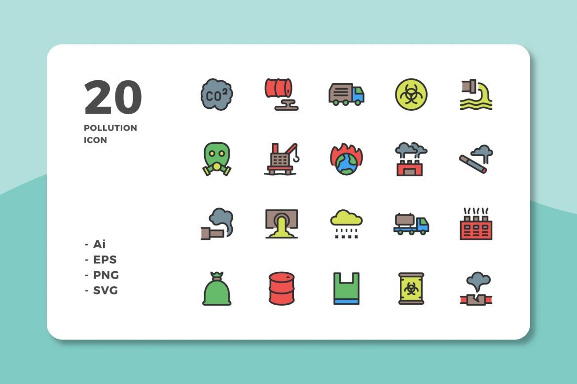 60 Pollution Icons (3 Style) - view 2