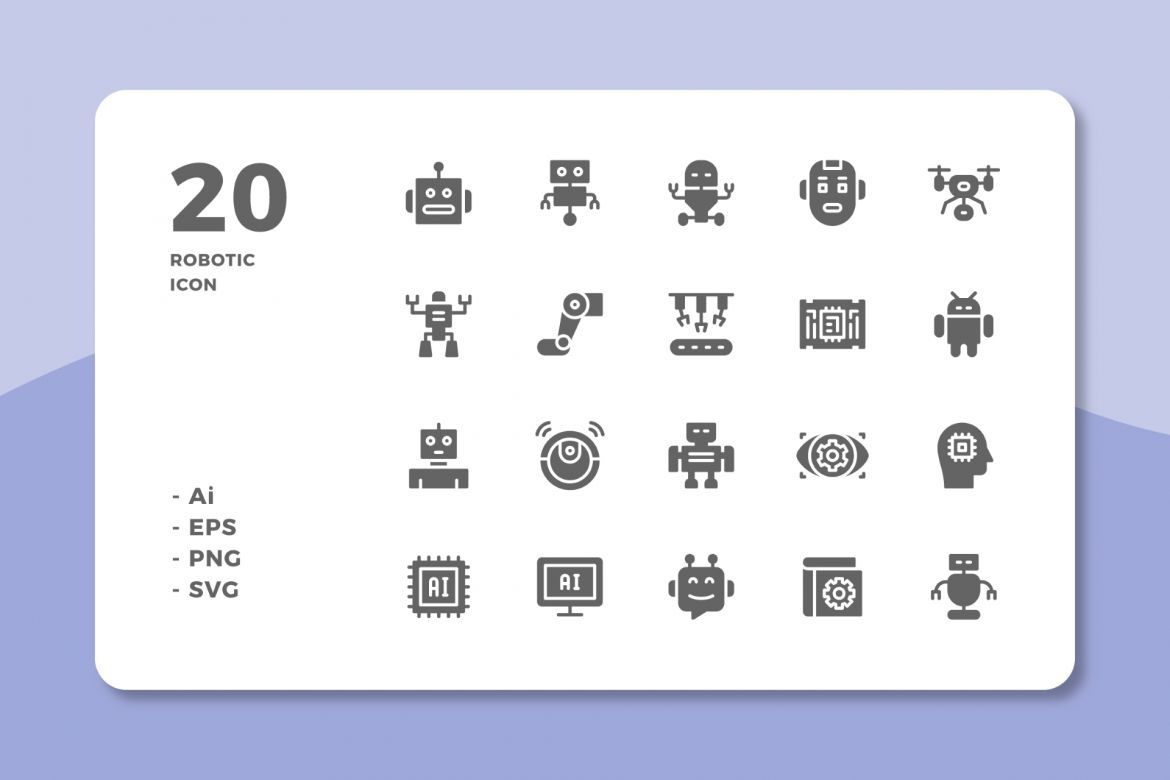60 Robotic Icons (3 Style) - view 3