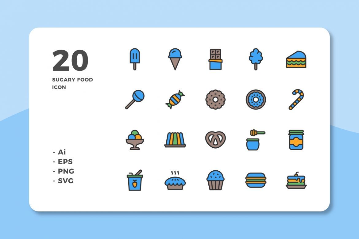 60 Sugary Food Icons (3 Style) alternate