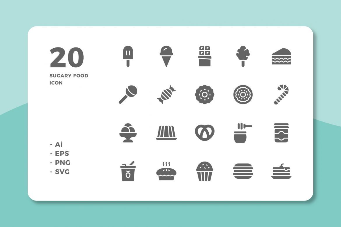 60 Sugary Food Icons (3 Style) - view 2
