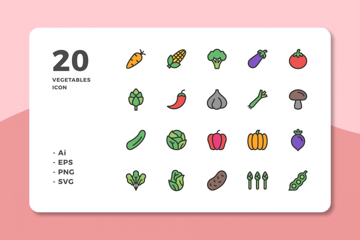 60 Vegetables Icons (3 Style) alternate