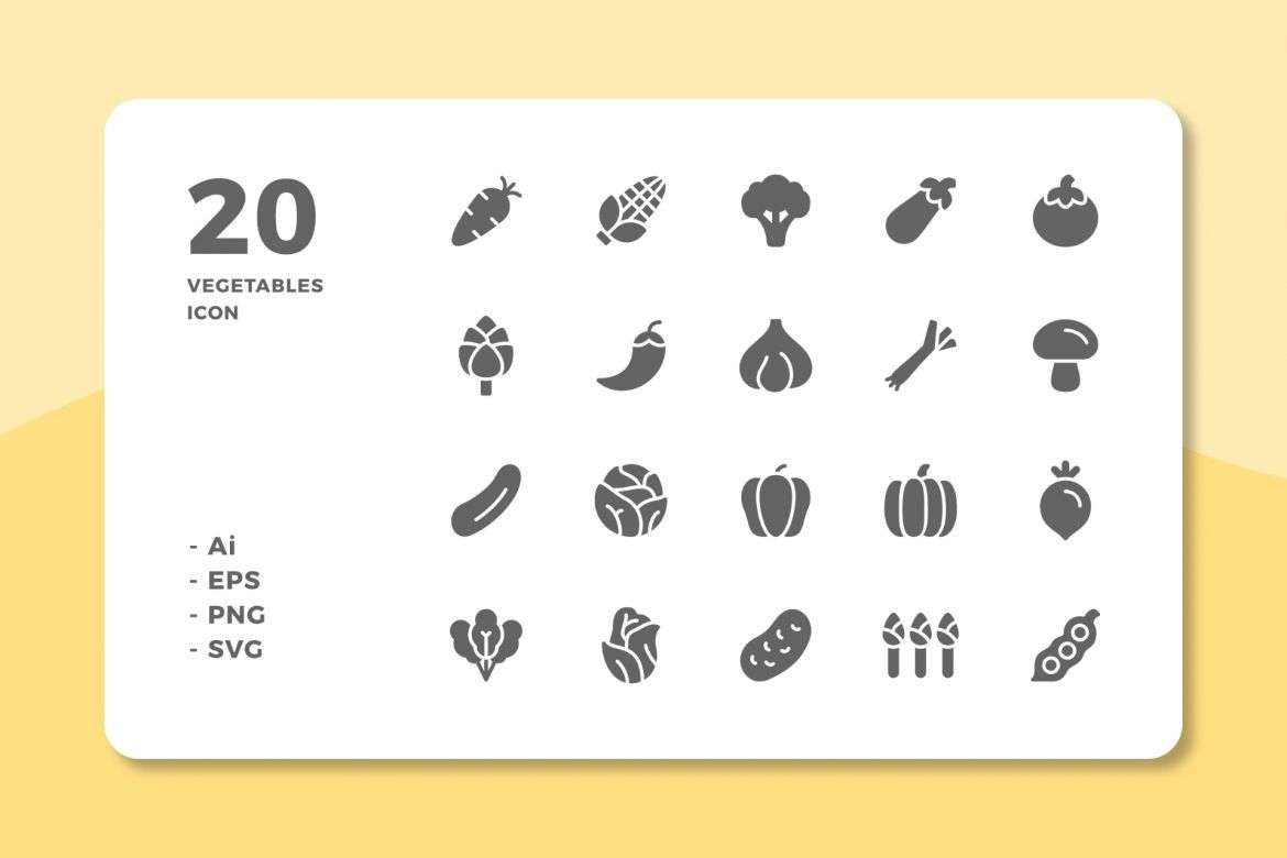 60 Vegetables Icons (3 Style) - view 3