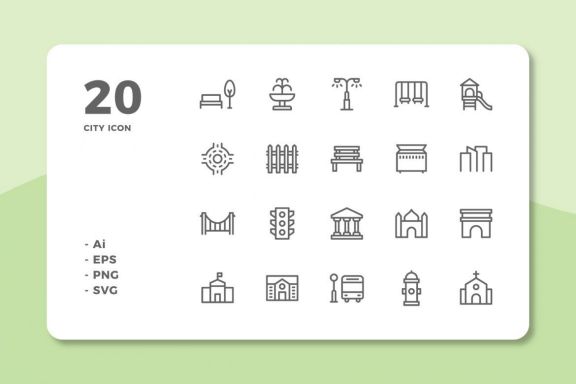 60 City Icons (3 Style)