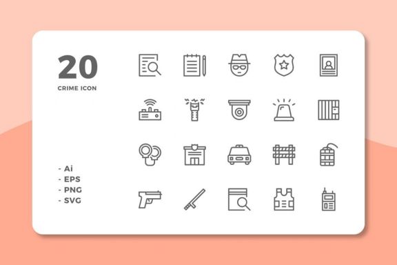 60 Crime Icons (3 Style)