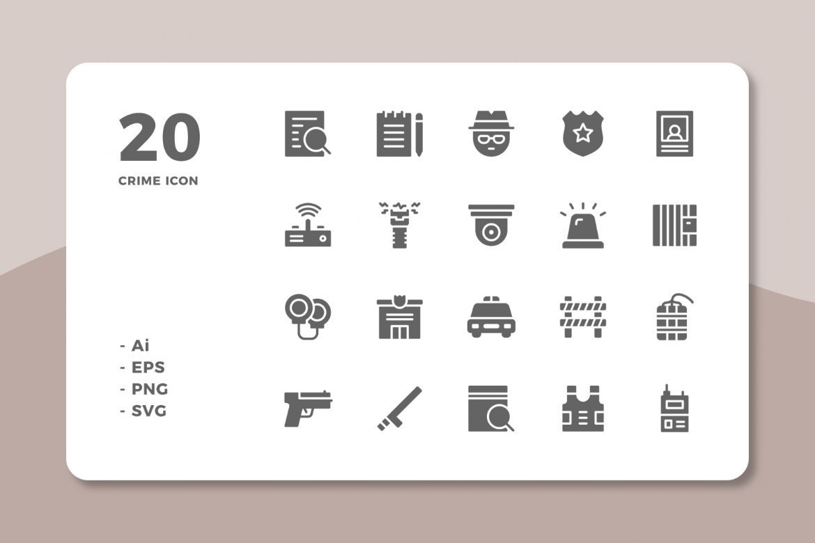 60 Crime Icons (3 Style) - view 3