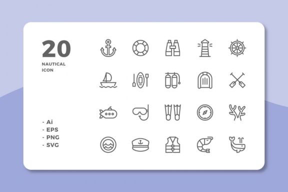 60 Nautical Icons (3 Style)