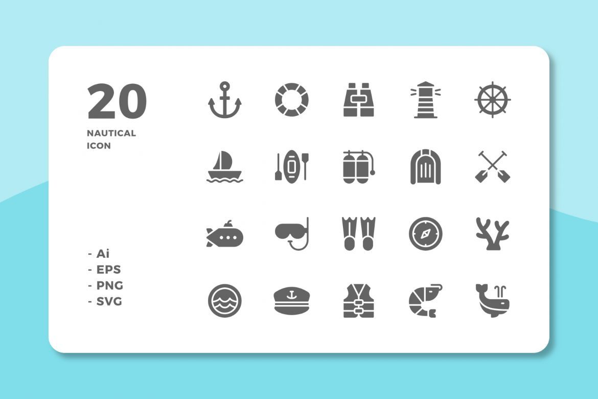 60 Nautical Icons (3 Style) - view 3