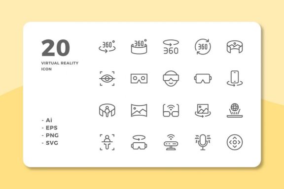 60 Virtual Reality Icons (3 Style)
