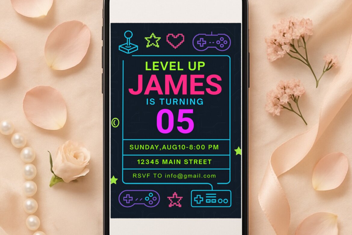 Gaming Birthday Invitation FREE Canva Template - view 3