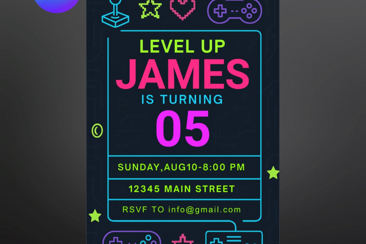Gaming Birthday Invitation FREE Canva Template - view 5