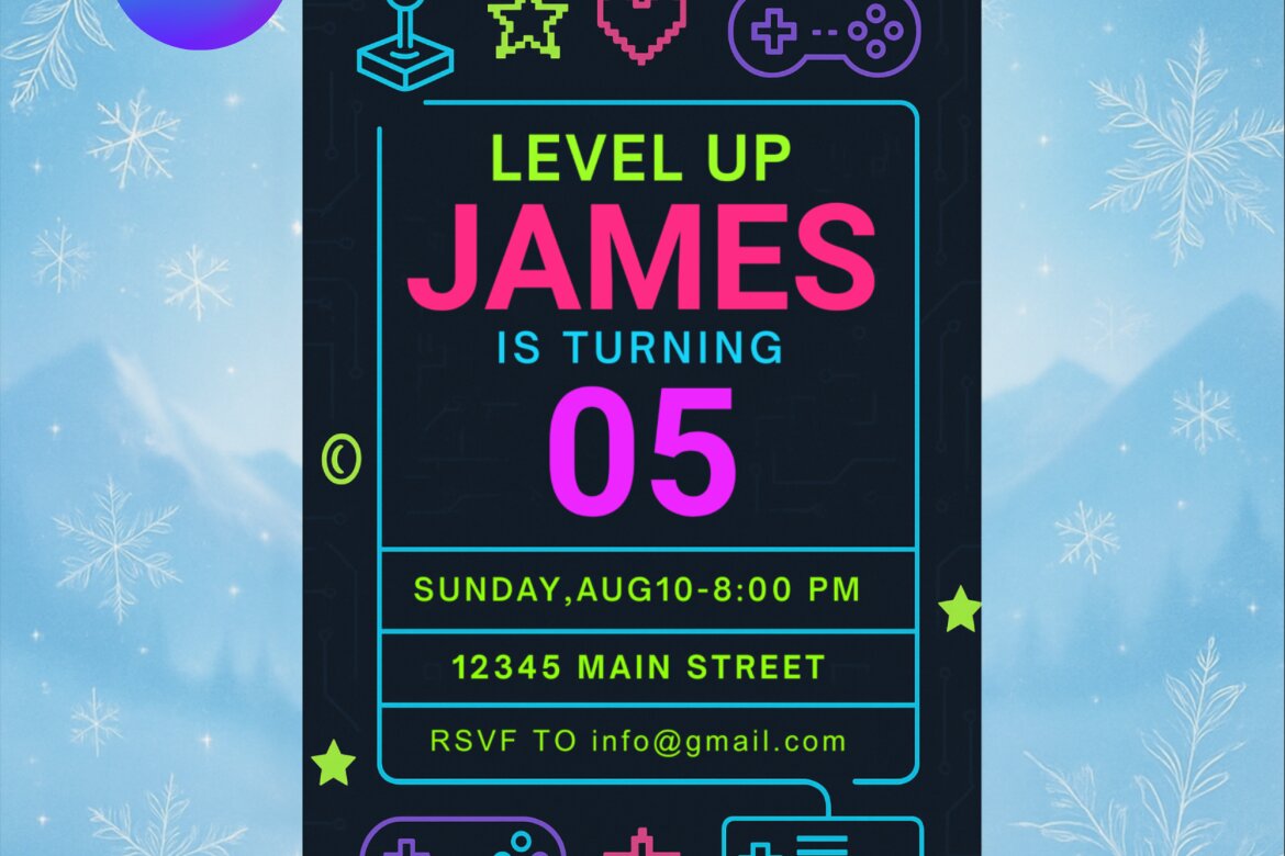 Gaming Birthday Invitation FREE Canva Template - view 6