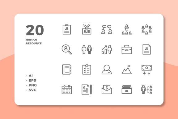 60 Human Resource Icons (3 Style)