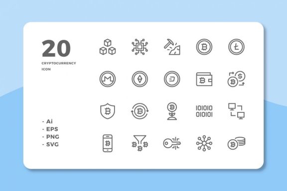 60 Cryptocurrency Icons (3 Style)