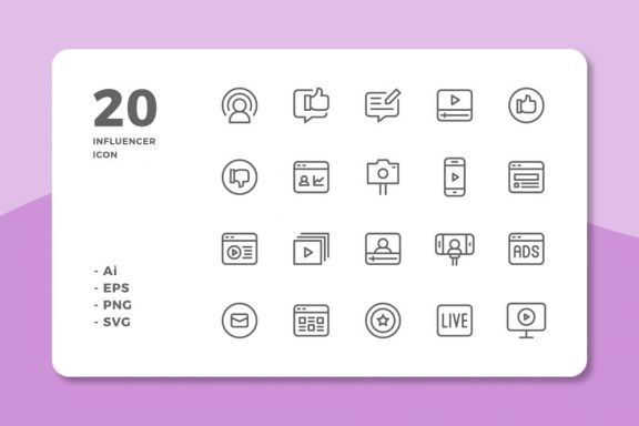 60 Influencer Icons (3 Style)