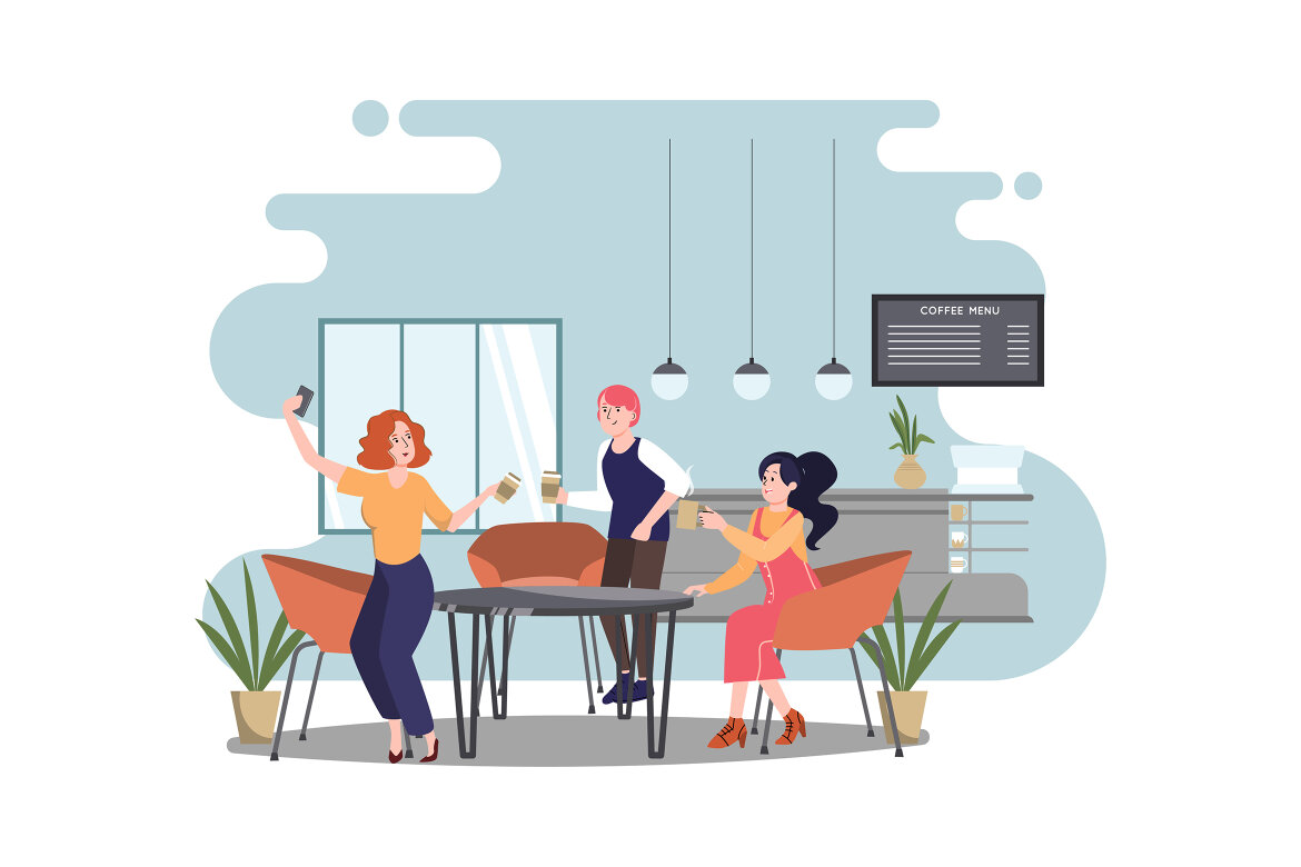 M162_Coffee shop FREE Illustrations - view 9