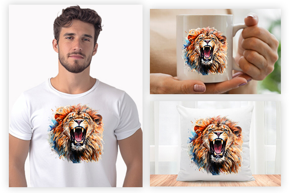 Watercolor Lion FREE Clipart PNG alternate
