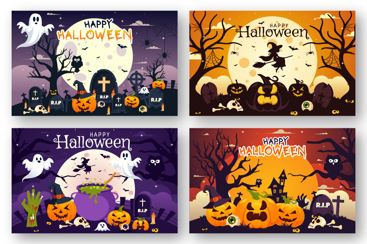 14 Halloween Night FREE Illustrations - view 4