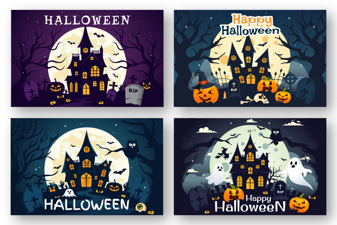 14 Halloween Night FREE Illustrations - view 3