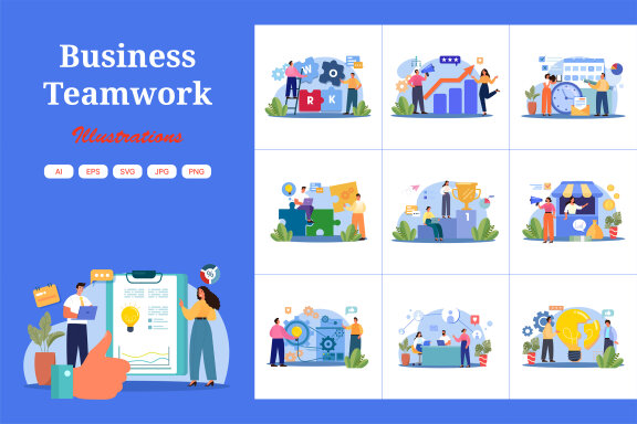 M643_Business Teamwork FREE Illustration Pack