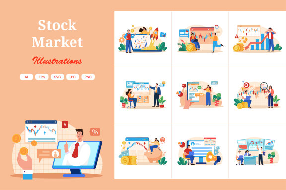 M642_Stock Market FREE Illustration Pack