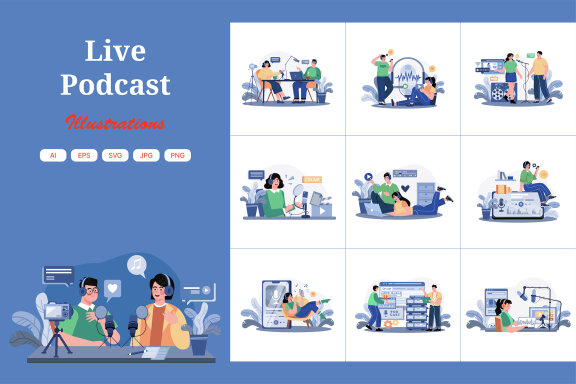 M598_Live Podcast FREE Illustration Pack 1