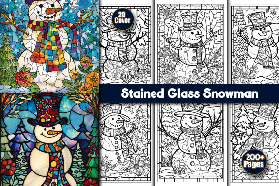 Stained Glass Snowman FREE Coloring Pages