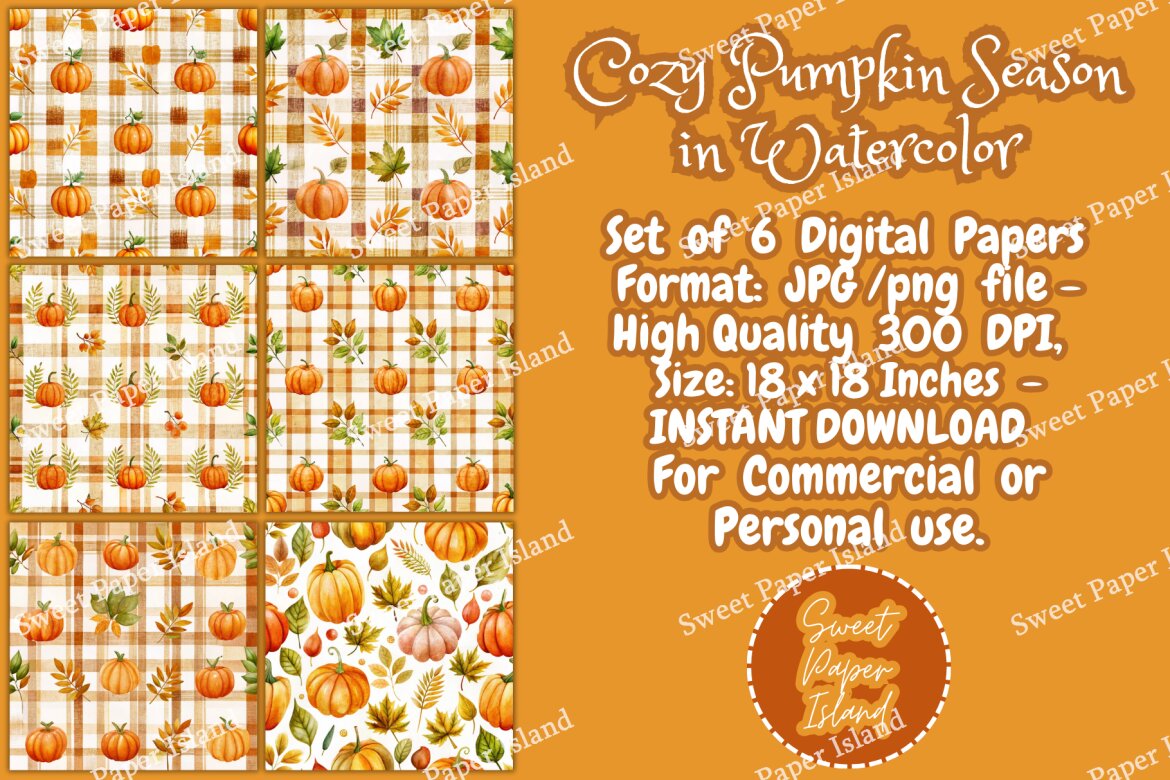 6 Free Digital Papers - Cozy Pumpkin Season alternate
