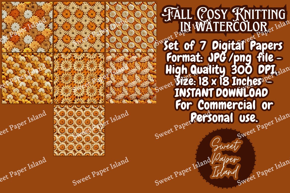 7 Free Digital Papers - Fall Cosy Knitting  alternate