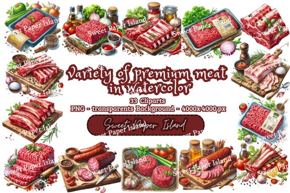 33 Free Cliparts - Meat In Watercolor PNG 