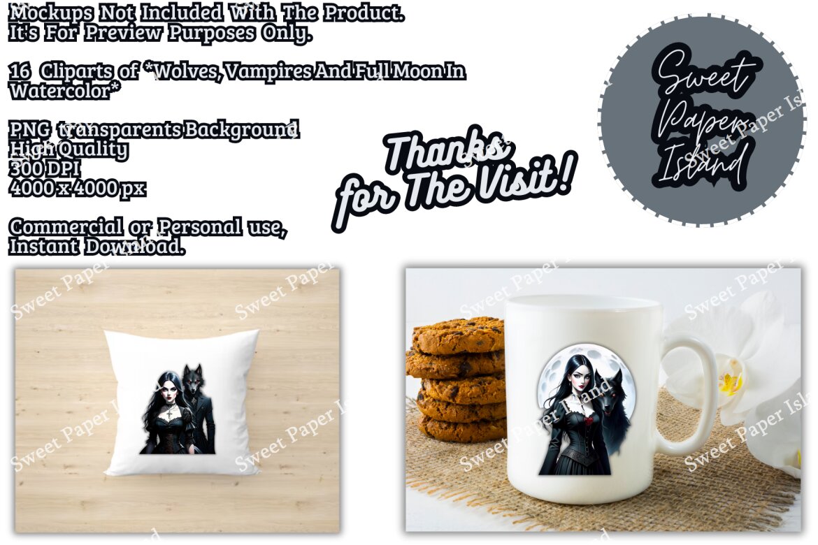 16 Cliparts - Wolves, Vampires FREE PNG - view 3