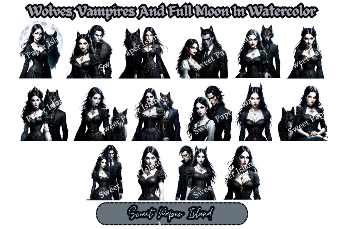 16 Cliparts - Wolves, Vampires FREE PNG alternate