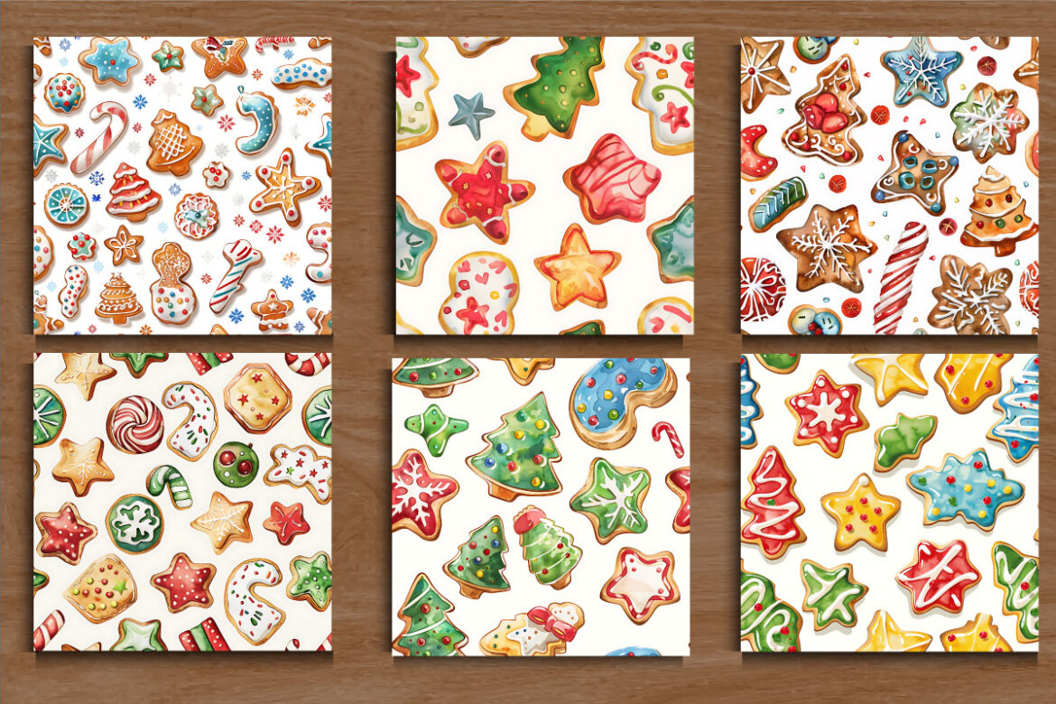 20 Watercolor FREE Christmas Patterns - view 4