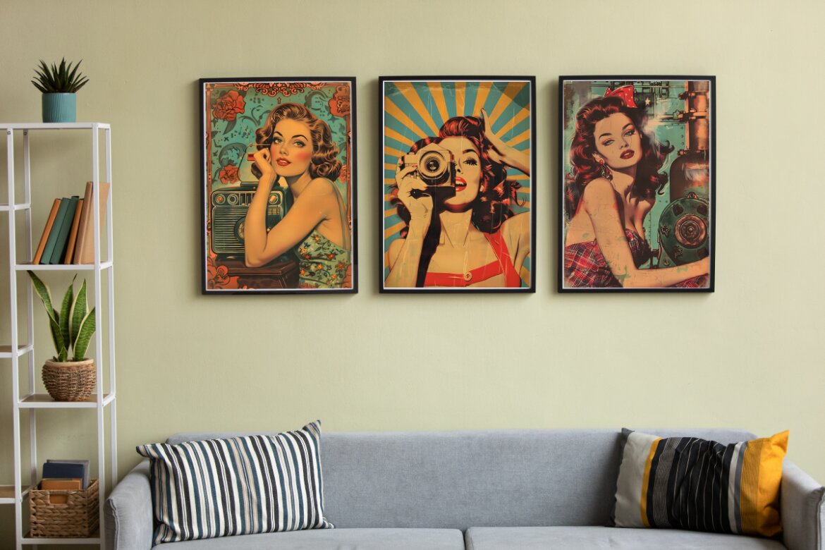 Vintage Pin Up Girl Wall Art Poster FREE Bundle - view 3