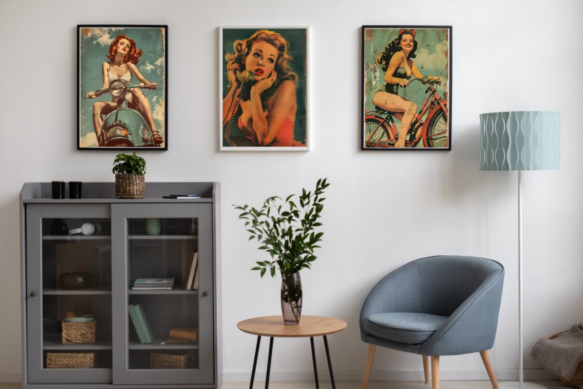 Vintage Pin Up Girl Wall Art Poster FREE Bundle alternate